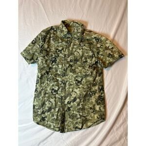 Camouflage Men’s button‎ down short camo sleeve men’s shirt S